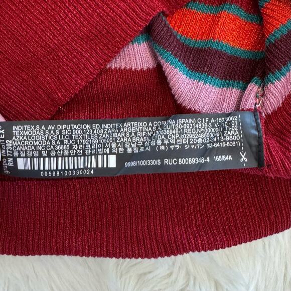 Zara Stripe Metallic Thread Knitwear Cardigan Sweater Small NWT - Picture 10 of 15